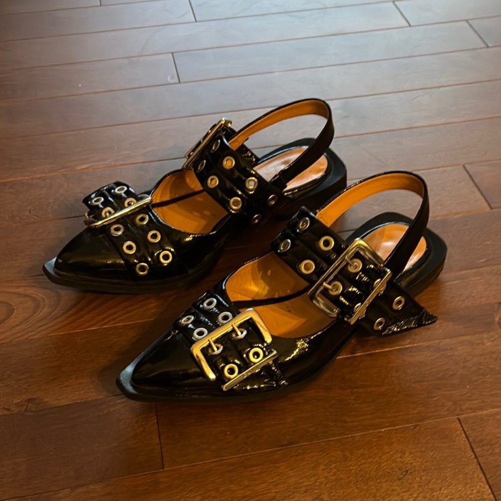 Ganni Slingback Black Ballet Flats